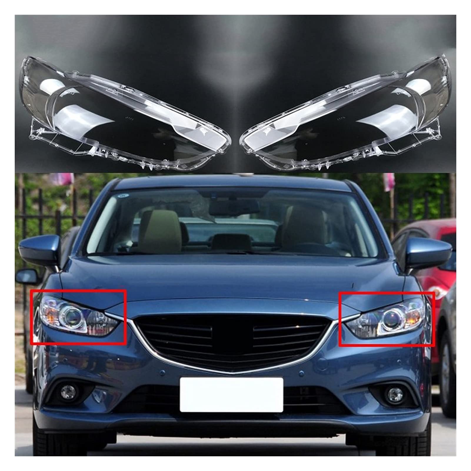 Transparent Automotive Headlight Covers Shell Car Front Headlight Glass Cover Head Light Lens Lampcover Lampshade Caps For Mazda 6 Atanza 2014-2015 Headlight Lens (Color : 2PCS left and right)