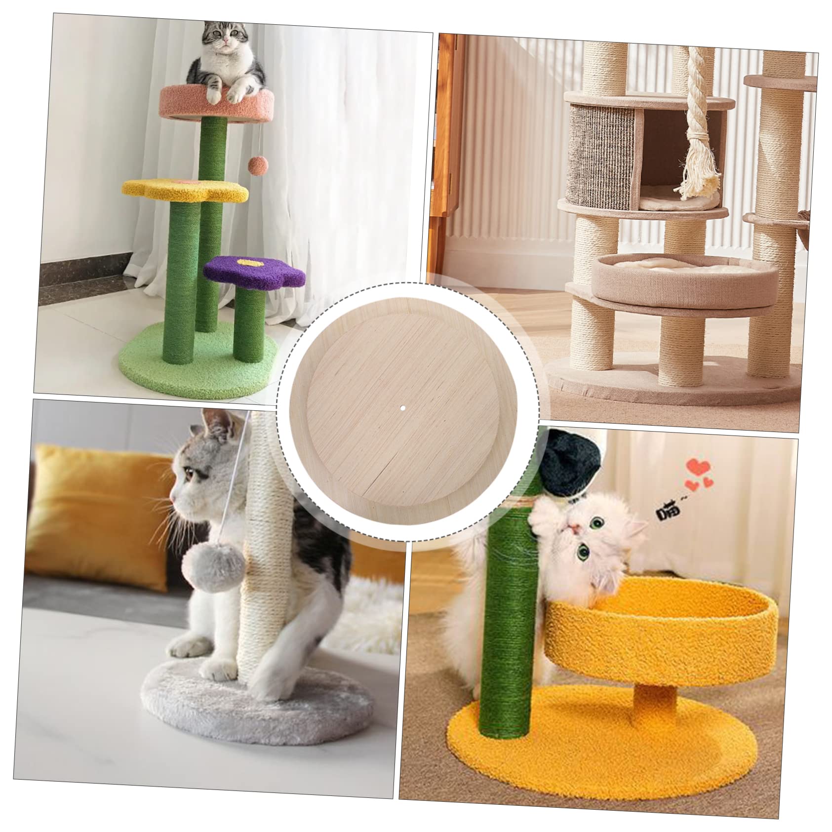 Plataforma de Madera Resistente para Gatos, Recambio para Rascador Base Reforzada, Accesorio para Poste de Juego y Descanso para Gatos Domésticos
