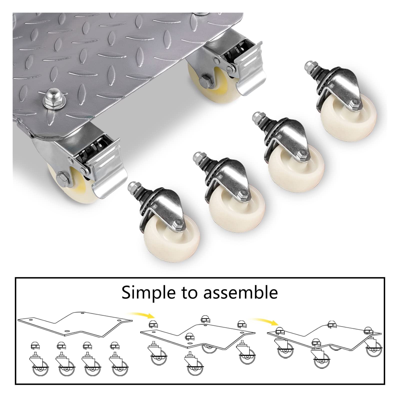 Generic Set di 4 carrelli per ruote di alta qualità per riparazione e spostamento auto, capacità di carico 680 kg, comodi pattini per veicoli