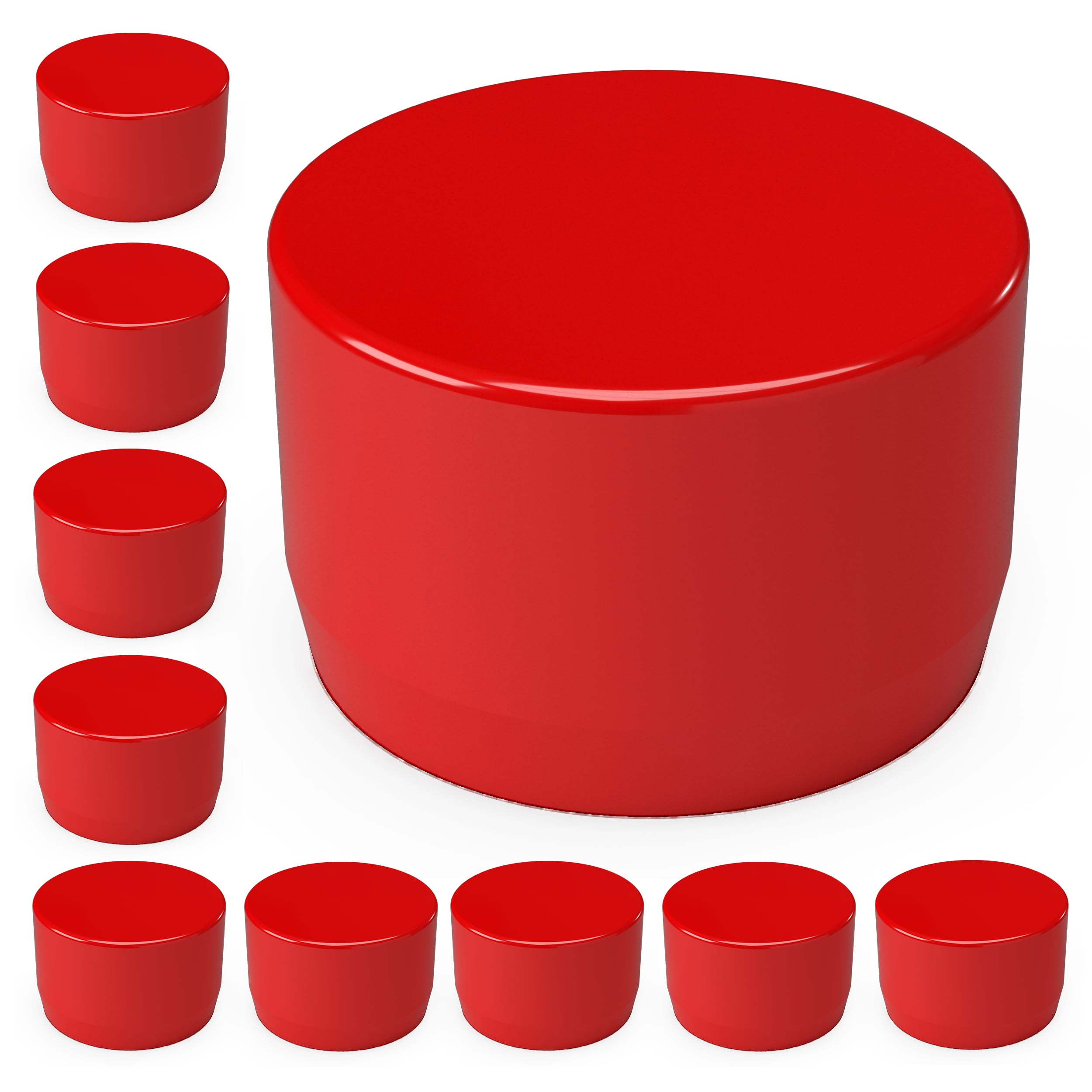 FORMUFIT F001EEC-RD-10 PVC External End Cap, Furniture Grade, 1" Size, Red (Pack of 10)