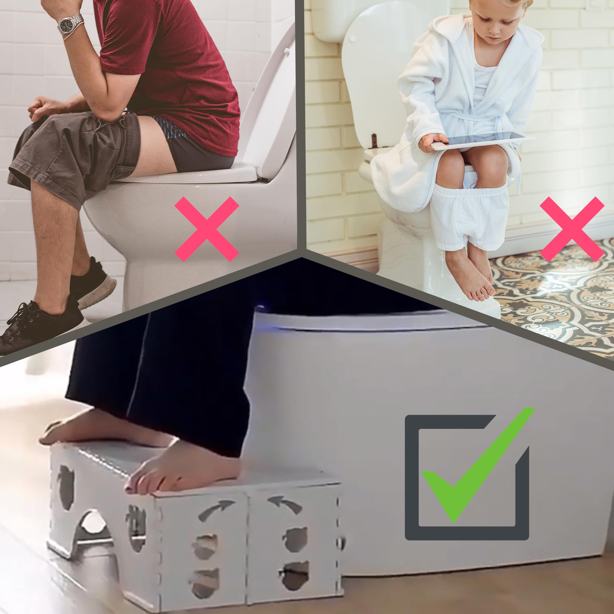 Foldable Toilet Stool, 7 Inches Healthy Squatting Posture Poop Stool with Anti-Slip Feet, Portable Travel Foot Stool for Toilet, Bathroom Non-Slip Toilet Assistance Step Stool,Easy to Storage