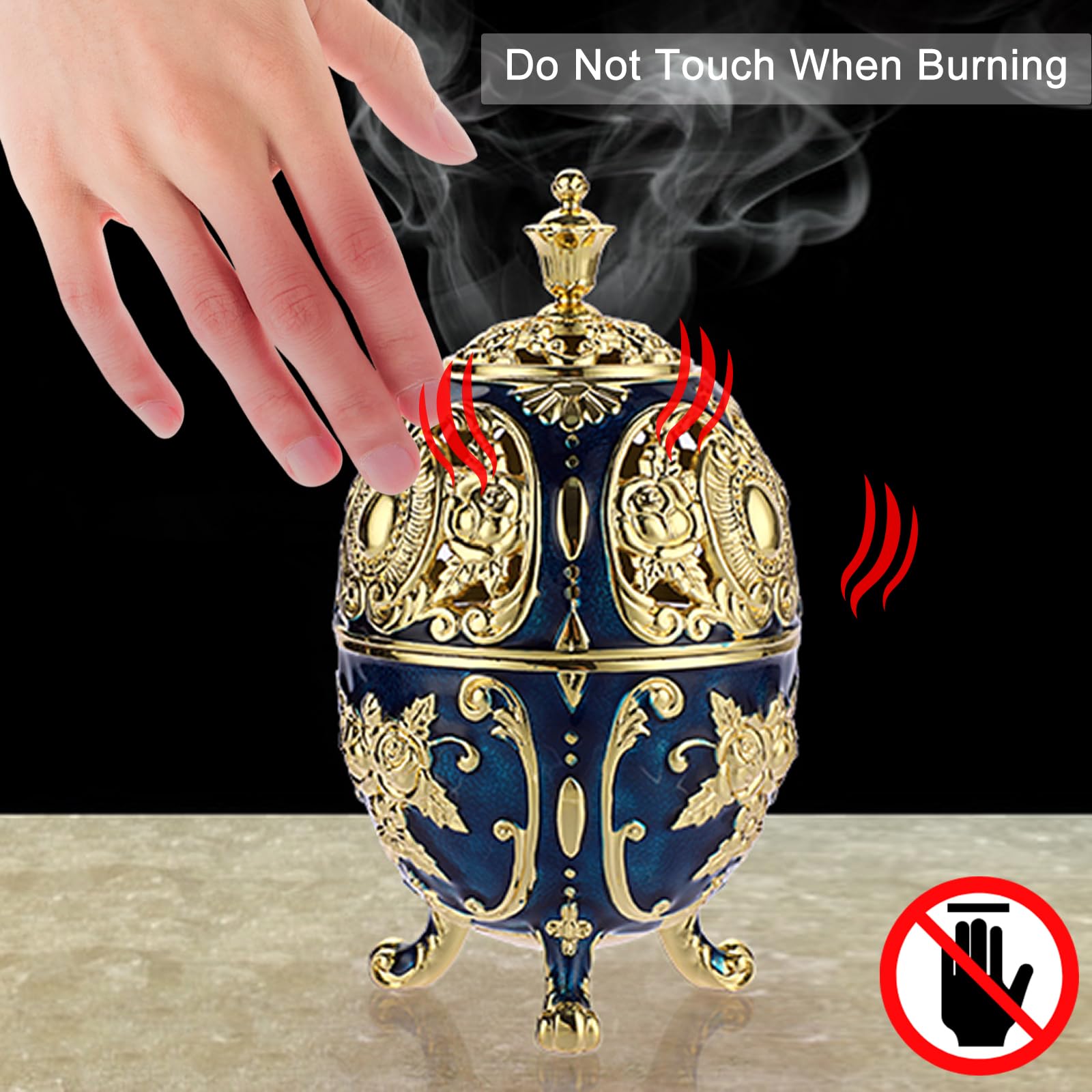 BSTKEY Vintage Metal Zinc Incense Burner, Decorative Incense