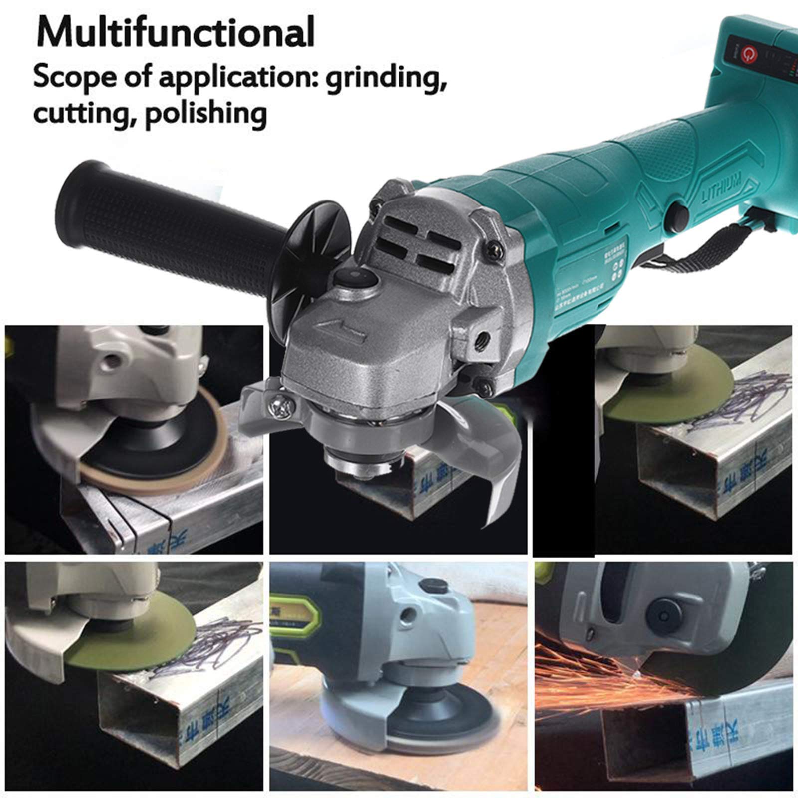 Amoladora Angular de Impacto inalámbrica sin escobillas de 800W 98Vf 100Mm, pulidora de máquina de Corte de Velocidad Variable de 9000 RPM con (pulidora)