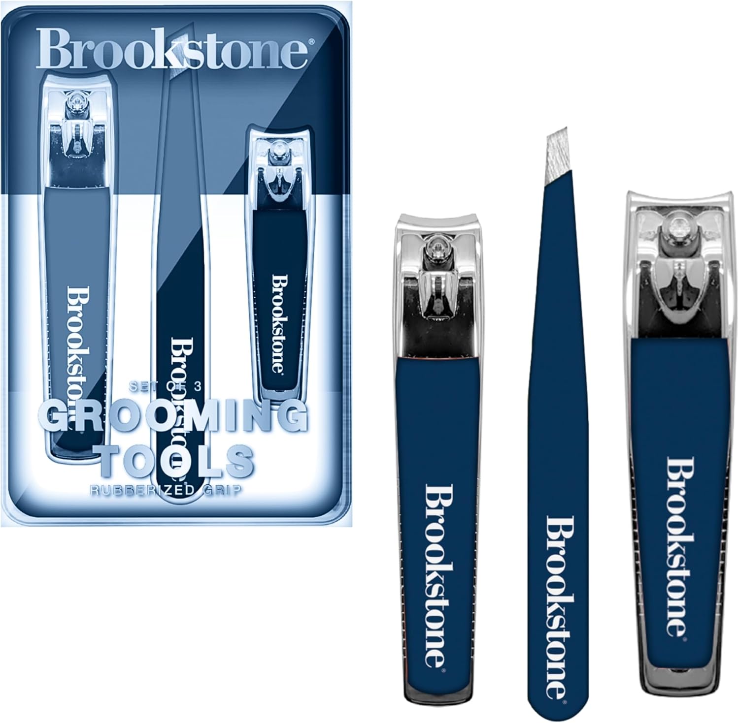 Brookstone Nail Clippers Set – Premium Stainless Steel Nail Clipper and Nail Cutter with Rubberized Non-Slip Grip, Includes Case and Tweezer, Two Nail Clippers for Precision Grooming (Navy) Brookstone Nail Clippers Set – Premium Stainless Steel Nail Clipper and Nail Cutter with Rubberized Non-Slip Grip, Includes Case and Tweezer, Two Nail Clippers for Precision Grooming (Navy)