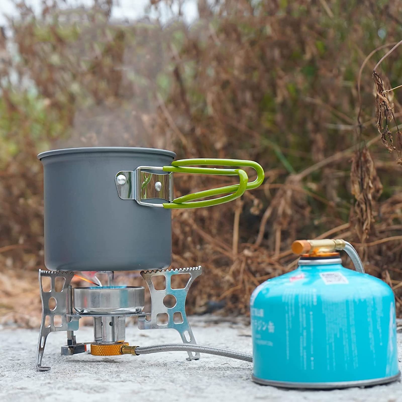 fornello da campeggio a gas, Stufa a Gas Campeggio Antivento, Fornellino Pieghevole in Acciaio inossidabile, ultraleggero e durevole Fornello a Gas Portatile, Ideale per Trekking Escursioni