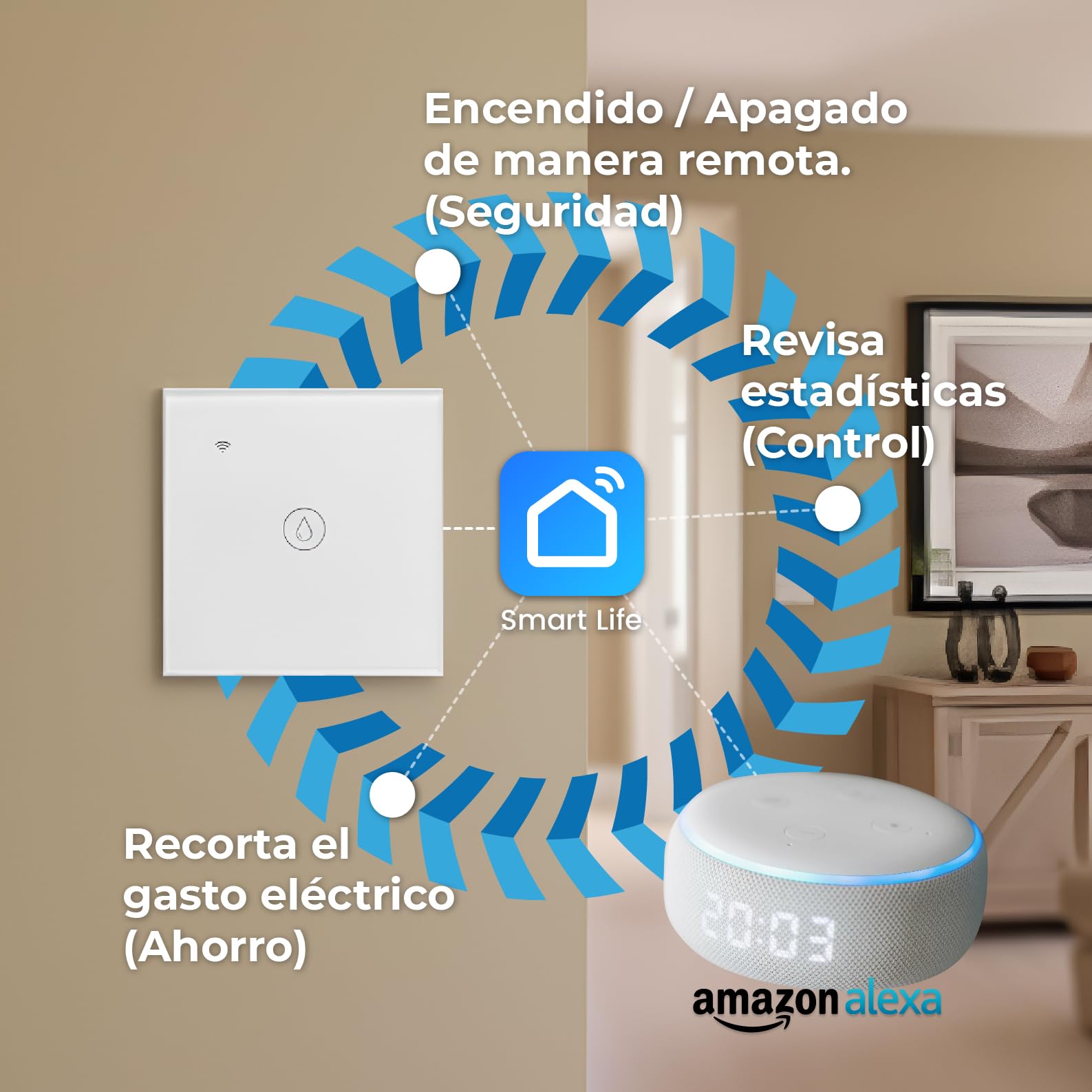 LED ATOMANT 4x Interruttore Vetro WiFi 40A Calentador Agua Smart Life
