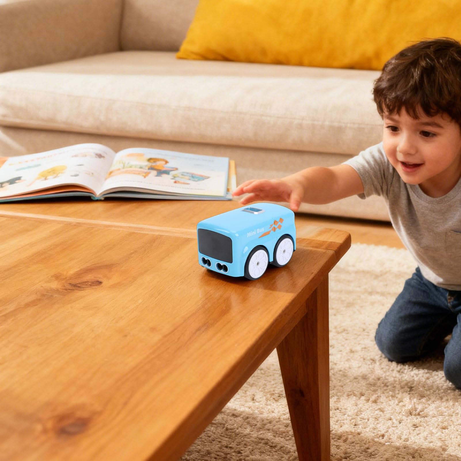 Magic Mini RC Bus, 2026 Gesto y Control Remoto Sensor Inteligente Coche, Seguimiento de Línea de Evitación Automática Vehículo RC de Escritorio con Luces de Expresión LED (Blue)