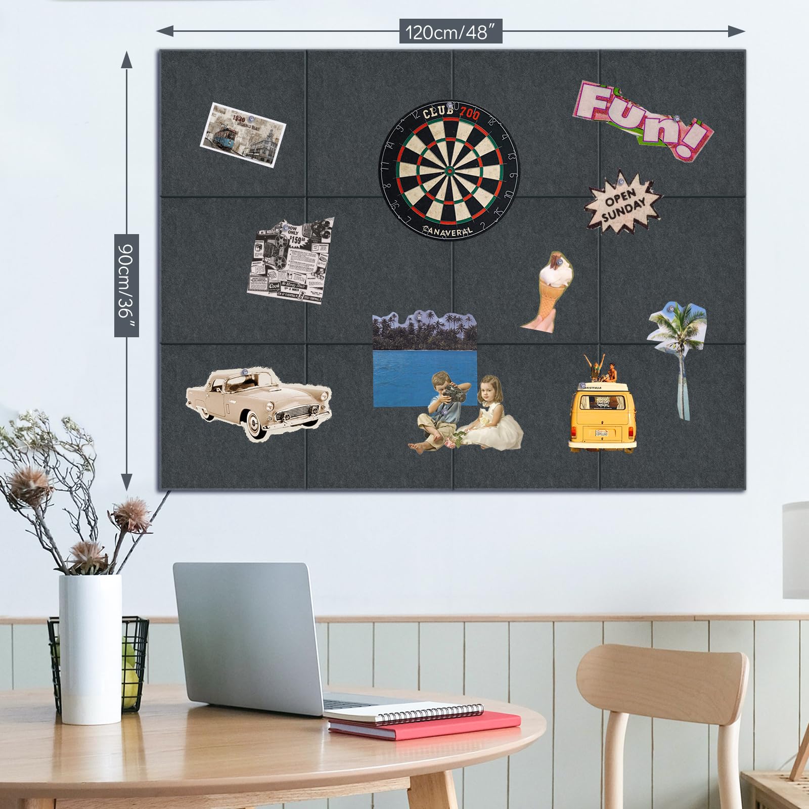 Grand Tableau En Liège Pour Murs, 30 X 30 X 0,9 Cm, Tableau D'affichage Avec Punaises, 6 Panneaux En Feutre, Convient Aux Bureaux, Marron | Leroy Merlin