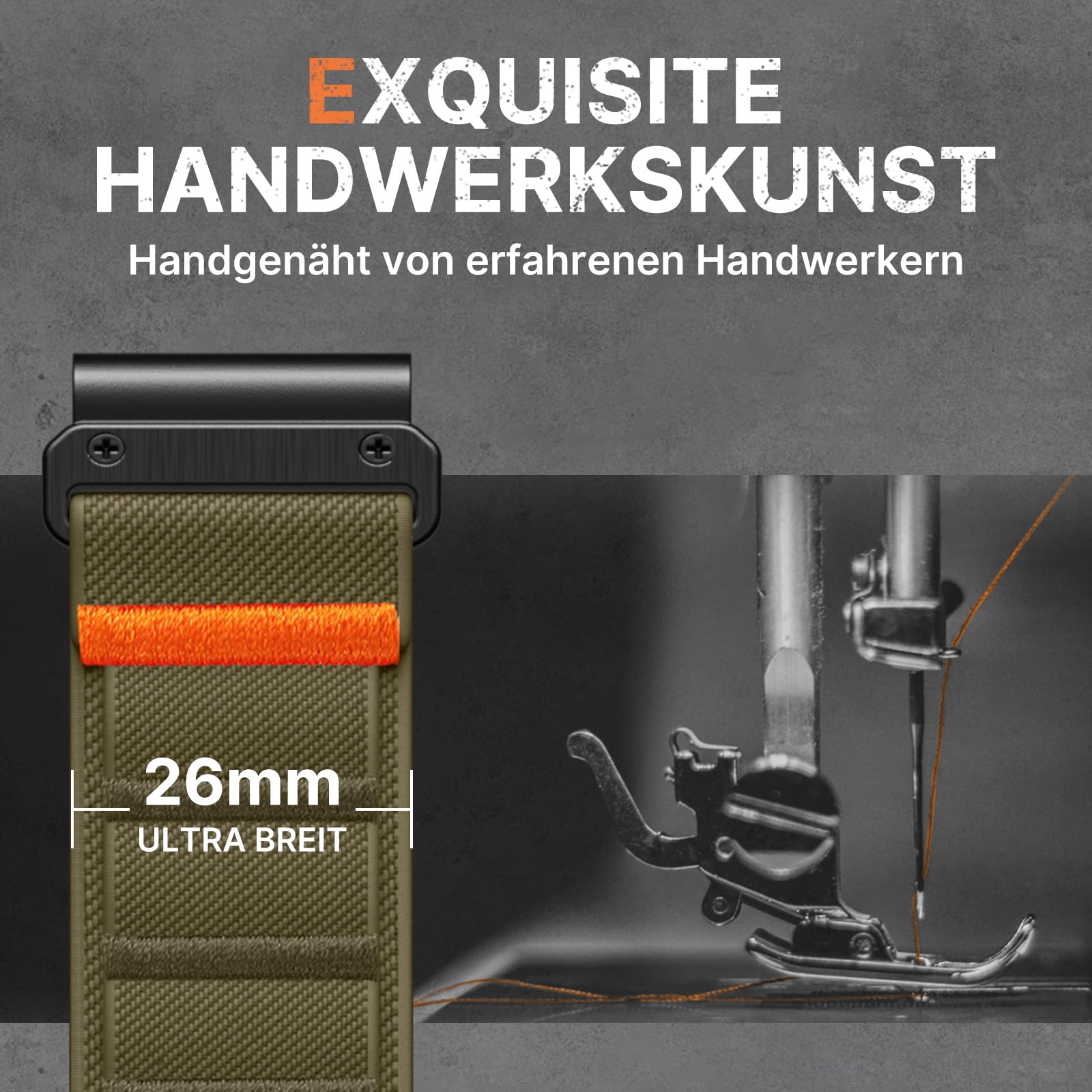 Bandletic Kompatibel mit Garmin Fenix 8 51mm/7X/6X/5X Armbänder aus Nylon - 26 mm Quick Fit Soft G-Hook Armband für Fenix 7X 6X Pro/5X Plus/3/3 HR/Instinct 2X Solar 3 50 mm/Enduro/Quatix/Tactix