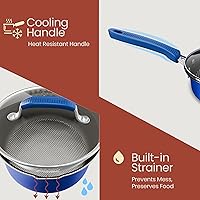 Vista 8 de Pots and Pans Set, 23-Piece Non Stick Cookware & Bakeware Sets with Plaid Pattern, Stackable Design, Dishwasher Safe, Stain-resistant, Oven & Blue