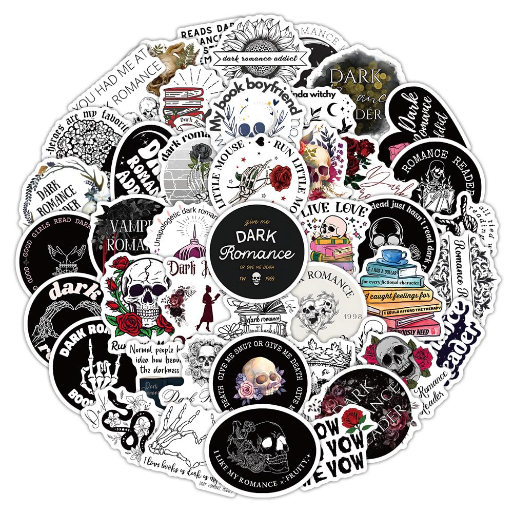 Bric Dodo Dark 50 Pcs Romantic Stickers Laptop Car Scrapbook Phone Skateboard Suitcase Luggage Bike Romantic Vinyl Waterproof Aesthetic Personalised Stickers For Adults