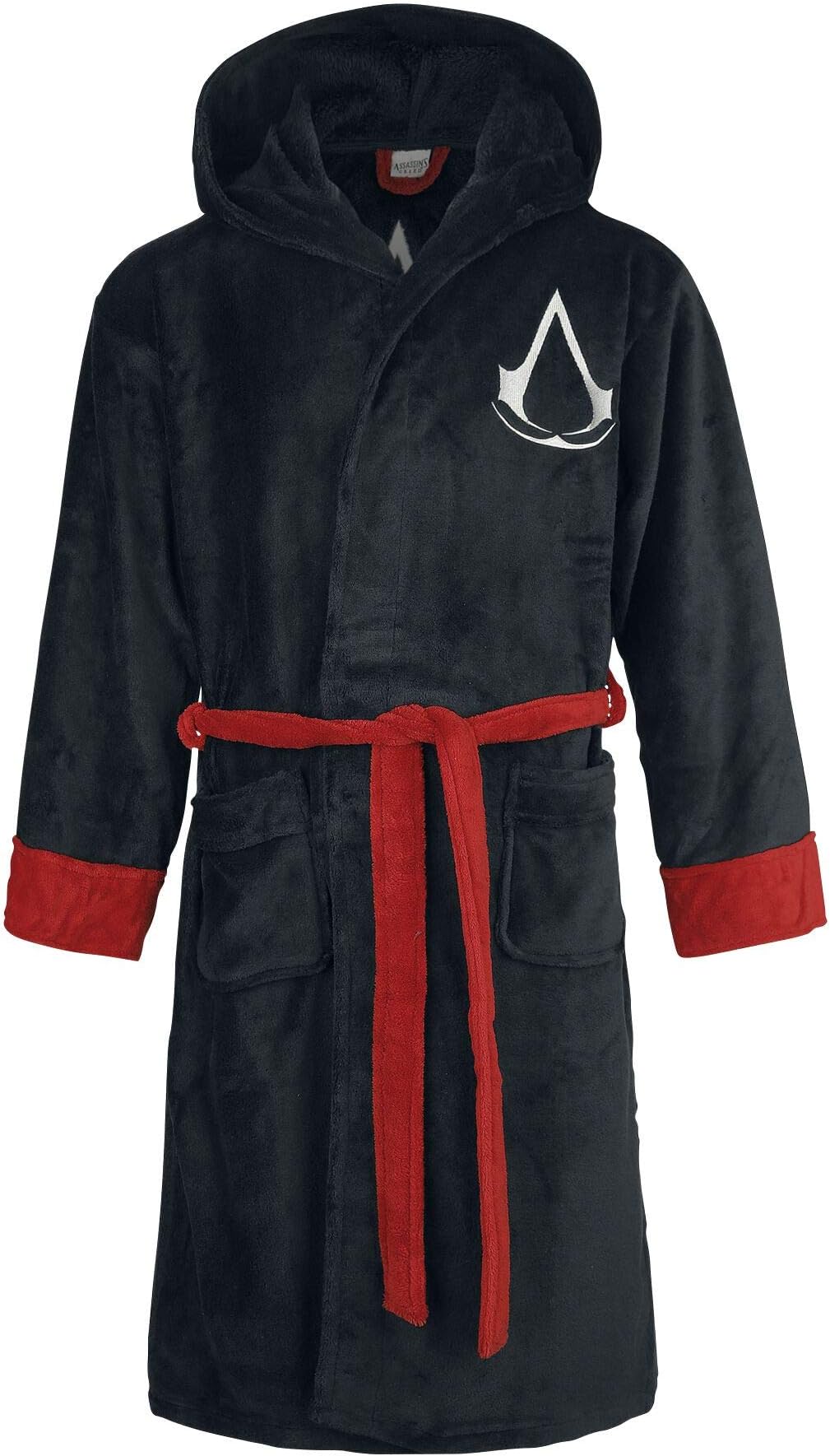 Groovy Uk Assassin's Creed Adult Fleece Hooded Bathrobe, One Size, Black/Red