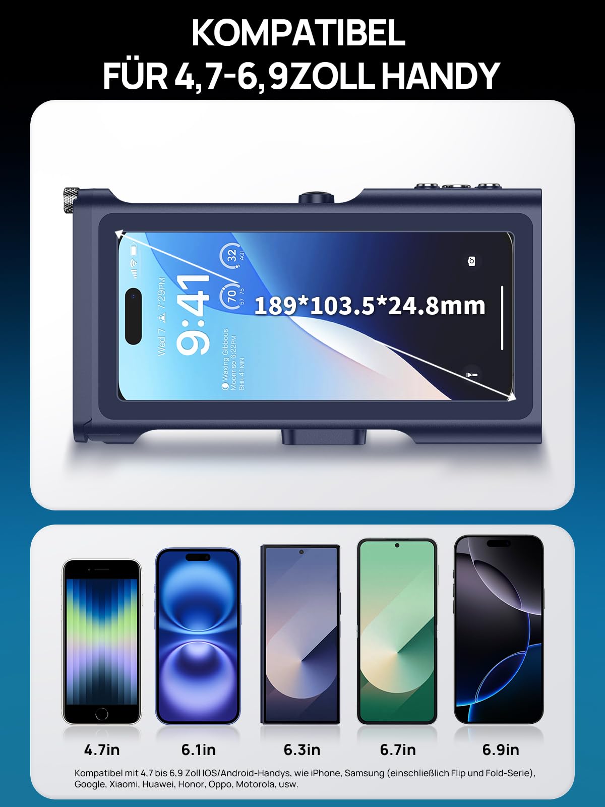 Lanhiem wasserdichte Hülle 15M [Universal] IPX8 Handyhülle Tauchen Professionelle Kompatibel mit Bluetooth, Unterwasser Hülle für iPhone, Samsung, XiaoMi, Google und Smartphones 4,7–6,9 Zoll, Blau