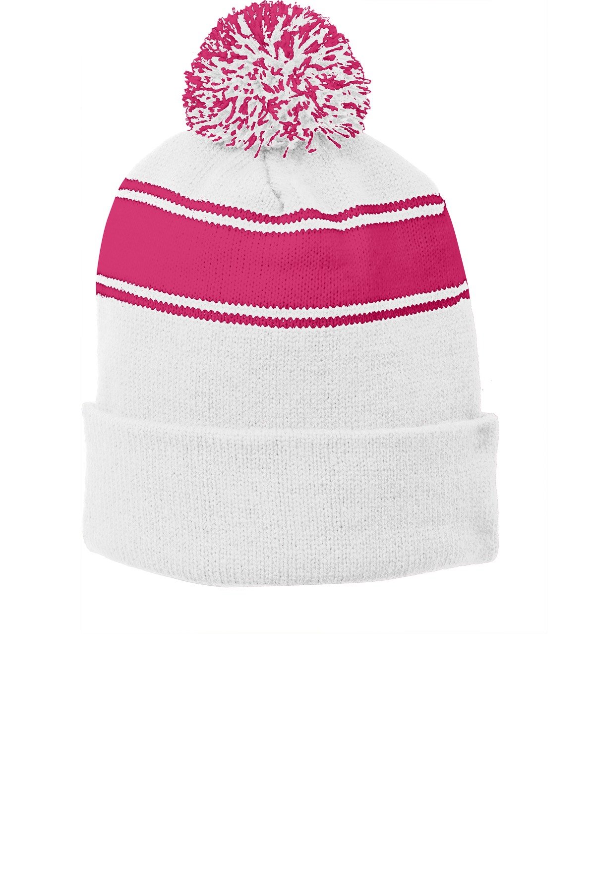 SPORT-TEK Stripe Pom Pom Beanie. STC28