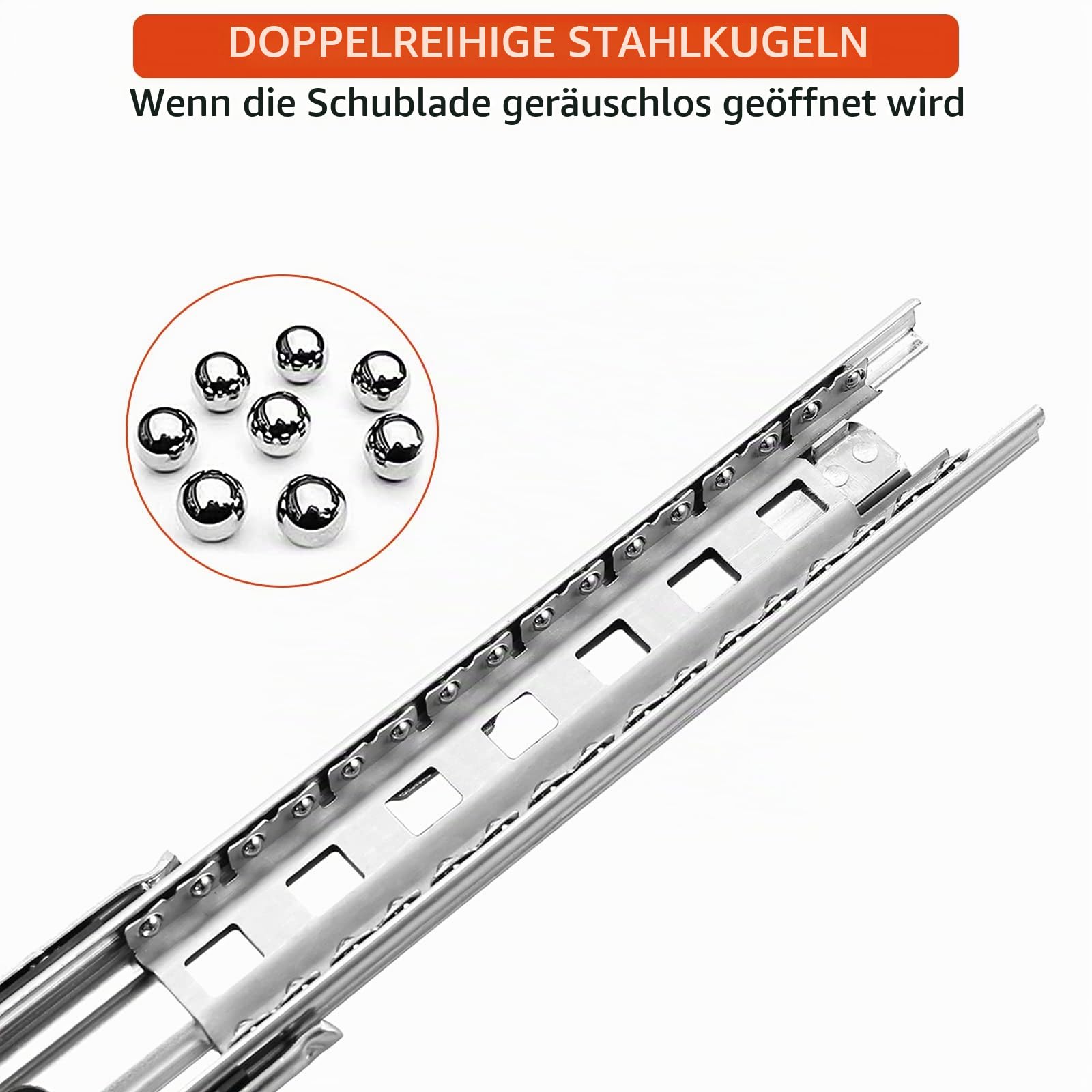 GETLITOOL 1 Paar (2 Stück) Schwerlast Schubladenschiene 500 mm, Schwerlastauszüge Vollauszug mit Lock-in/out Einrastfunktion Schwere Kugellager Schubladenschienen inkl. Schloss bis 120KG Tragkraft