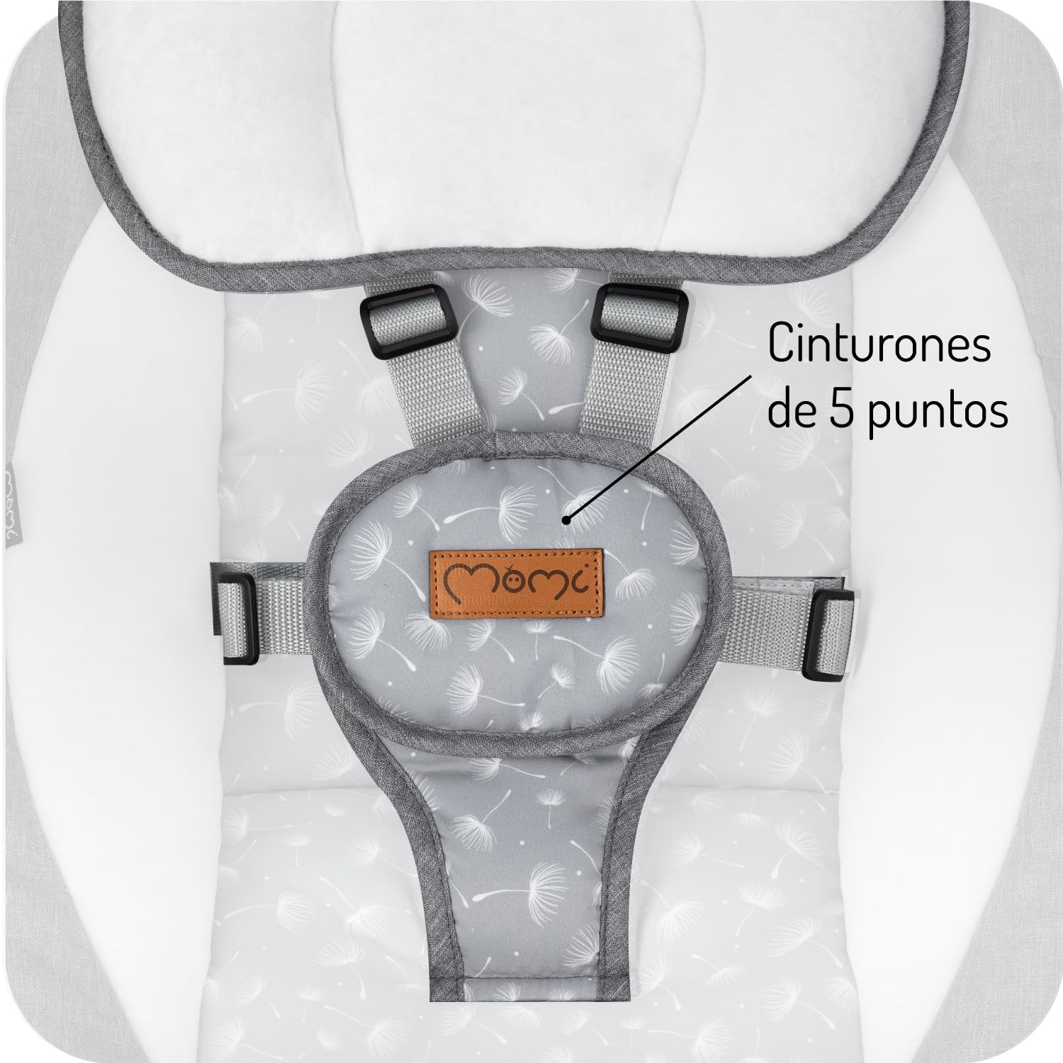 MoMi KENANI Mecedora para Niños hasta 9 kg, Plegable, con Mando a Distancia y Bluetooth, Funciona con Pilas/Electricidad, Arnés 5 Puntos, Visera Solar