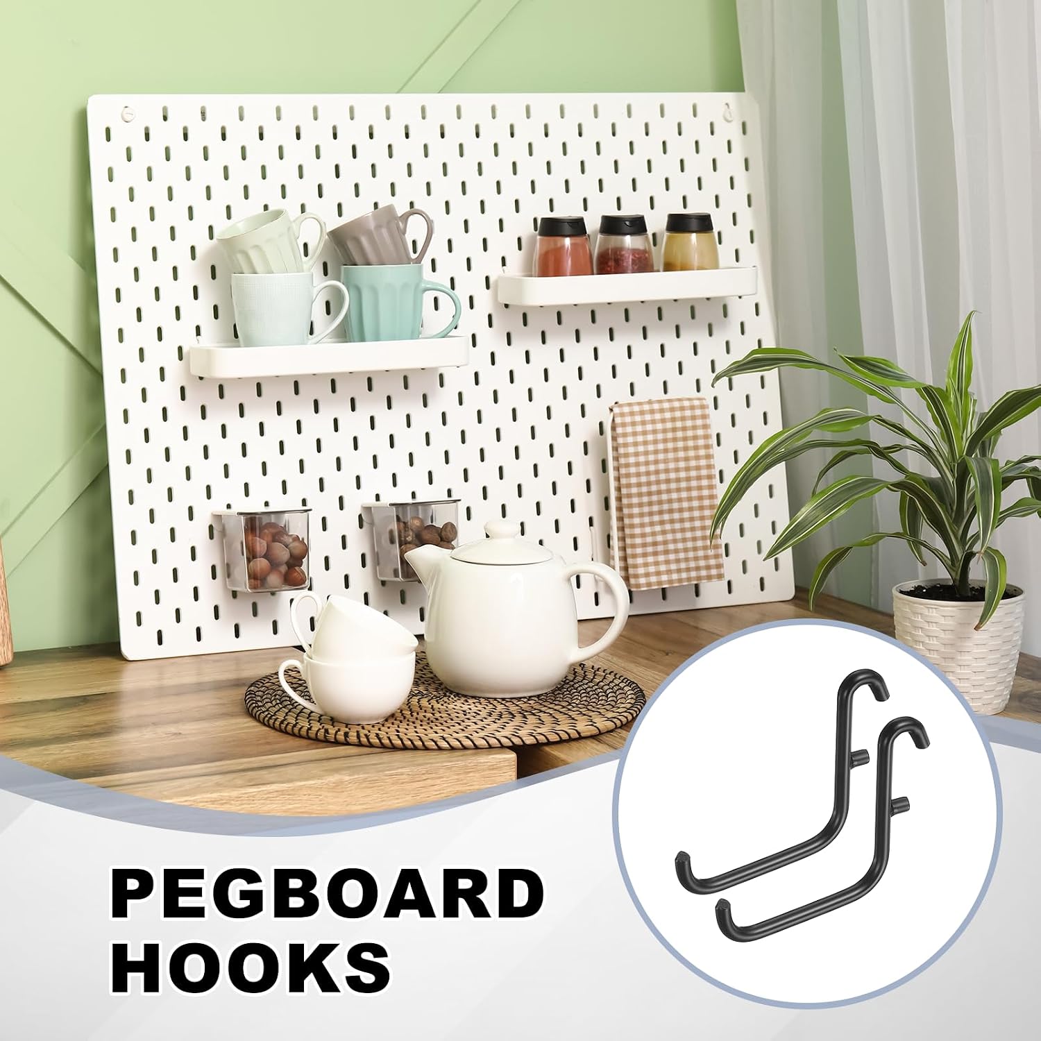 uxcell 12Pcs Pegboard Hooks, 2.2 x 2 in Metal Peg Board Hooks for Hanging Fit 5x16mm Hole Long Metal Storage Hook l Shape Hanging Accessories, Home Garage Office Wall Organizer, Black