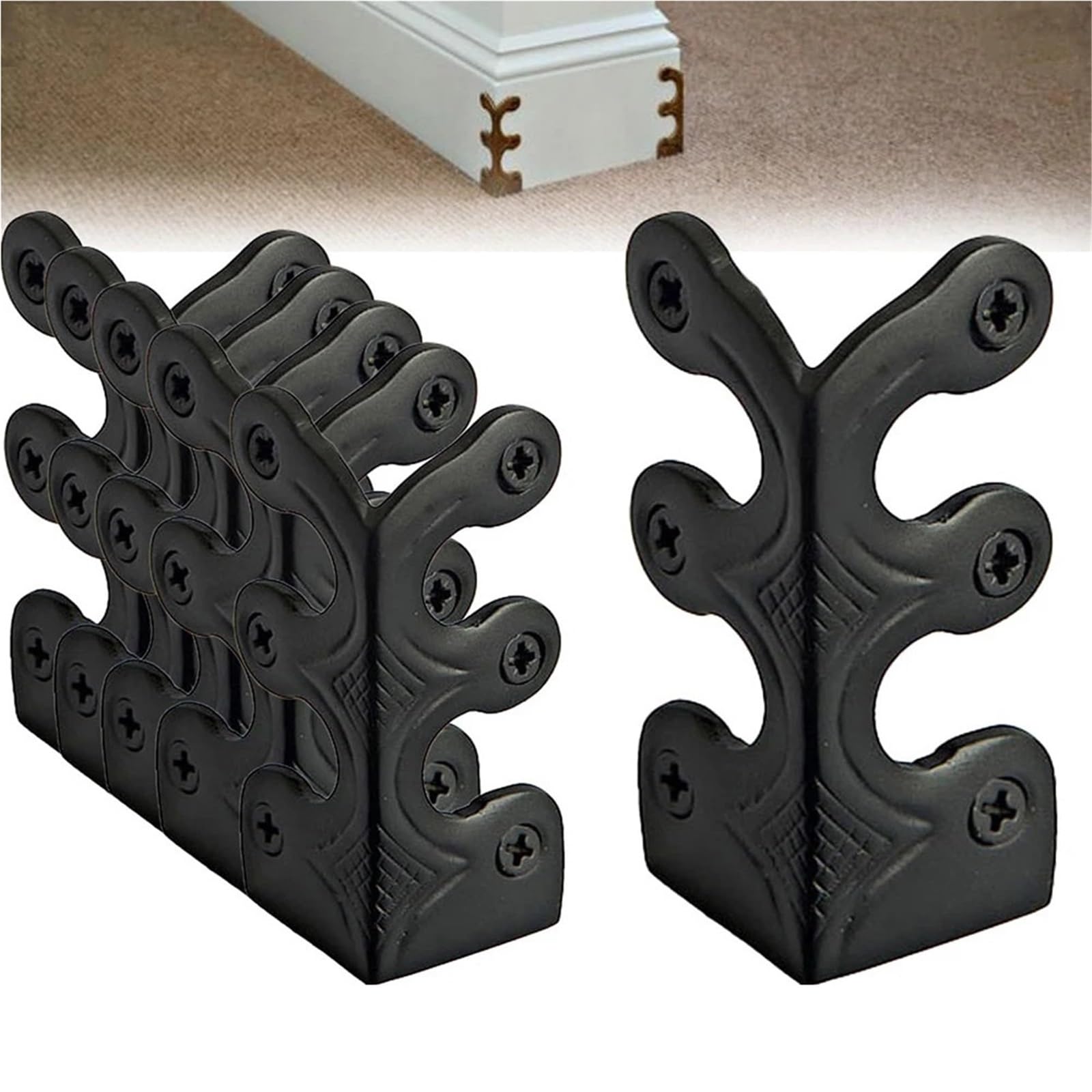 Baseboard Corner Protectors, Iron Baseboard Corner ors Multicolor 6pcs(Black)