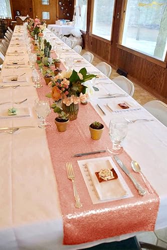 Vista 161 de Camino de mesa de lentejuelas doradas, 12 x 72 pulgadas, paquete de 15 caminos de mesa de boda con purpurina, camino de mesa dorado brillante