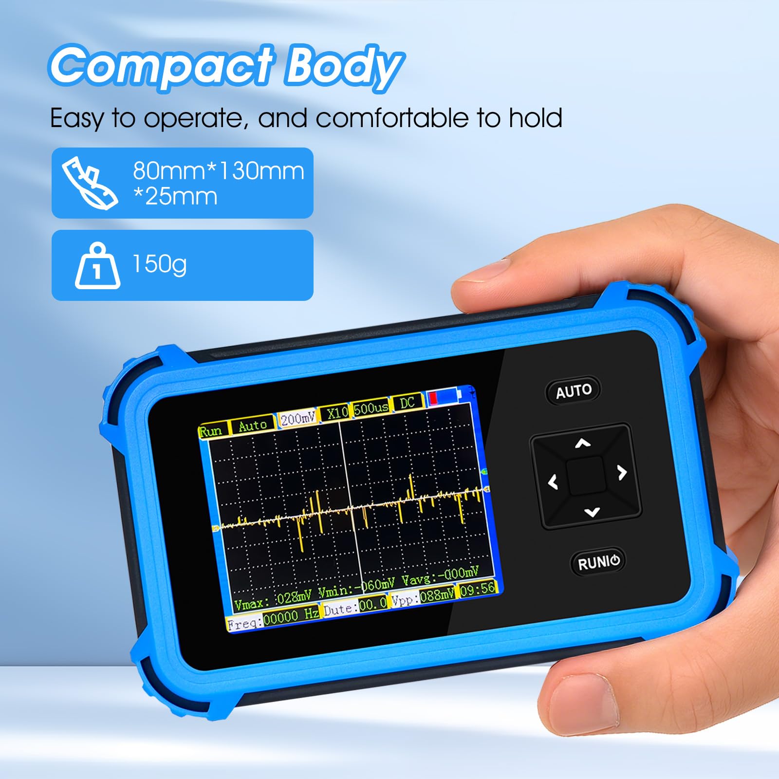 Handheld Oszilloskop für Einsteiger | AIOMEST Tragbares Mini Oszilloskop mit 1MHz Bandbreite & 8,33MS/s Abtastrate | ±400V Messbereich (800Vpp X10) | Für Kfz-Diagnose Elektronikbastler Schülerlabor
