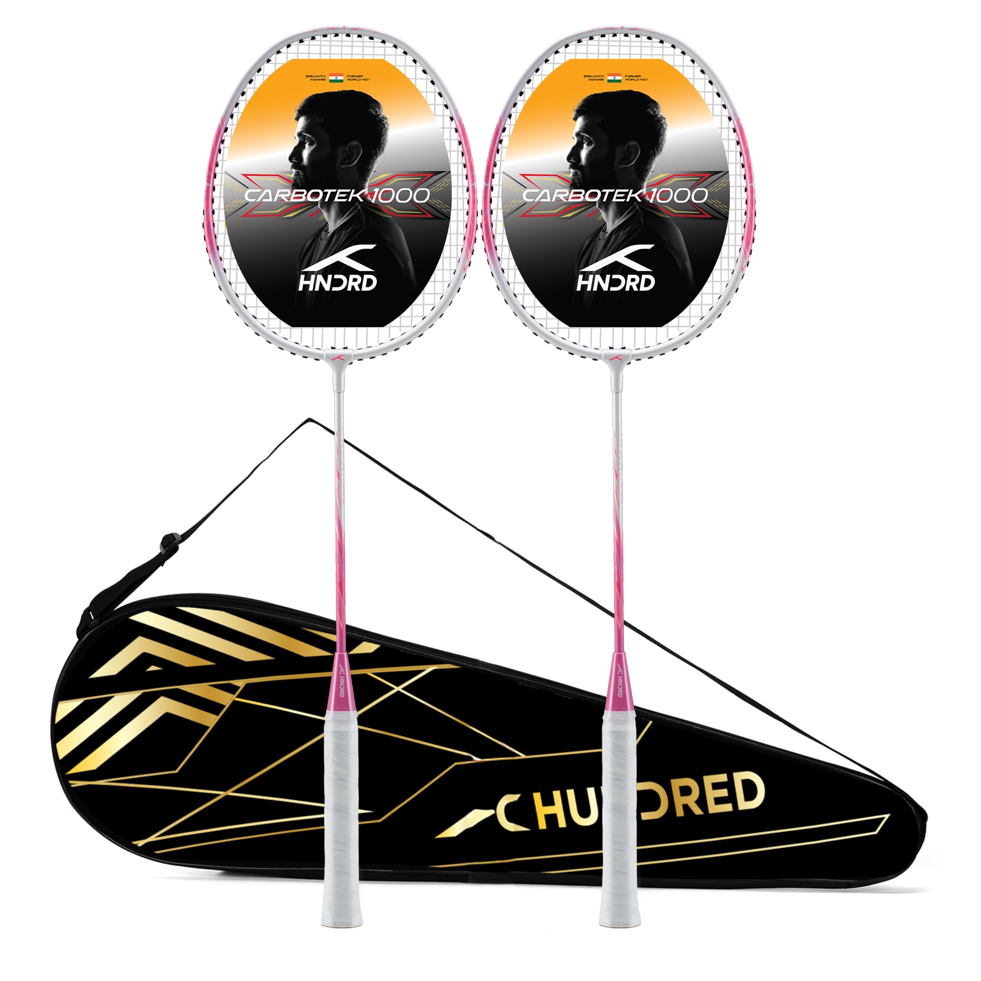 Hundred Carbotek 1000 Badminton Rackets (Pack of 2) | Superlight Head-Heavy Racket for Smash Power | Slim Shaft, Carbon Graphite Shaft & Curve² Frame for Better Sweet Spot-picture-12