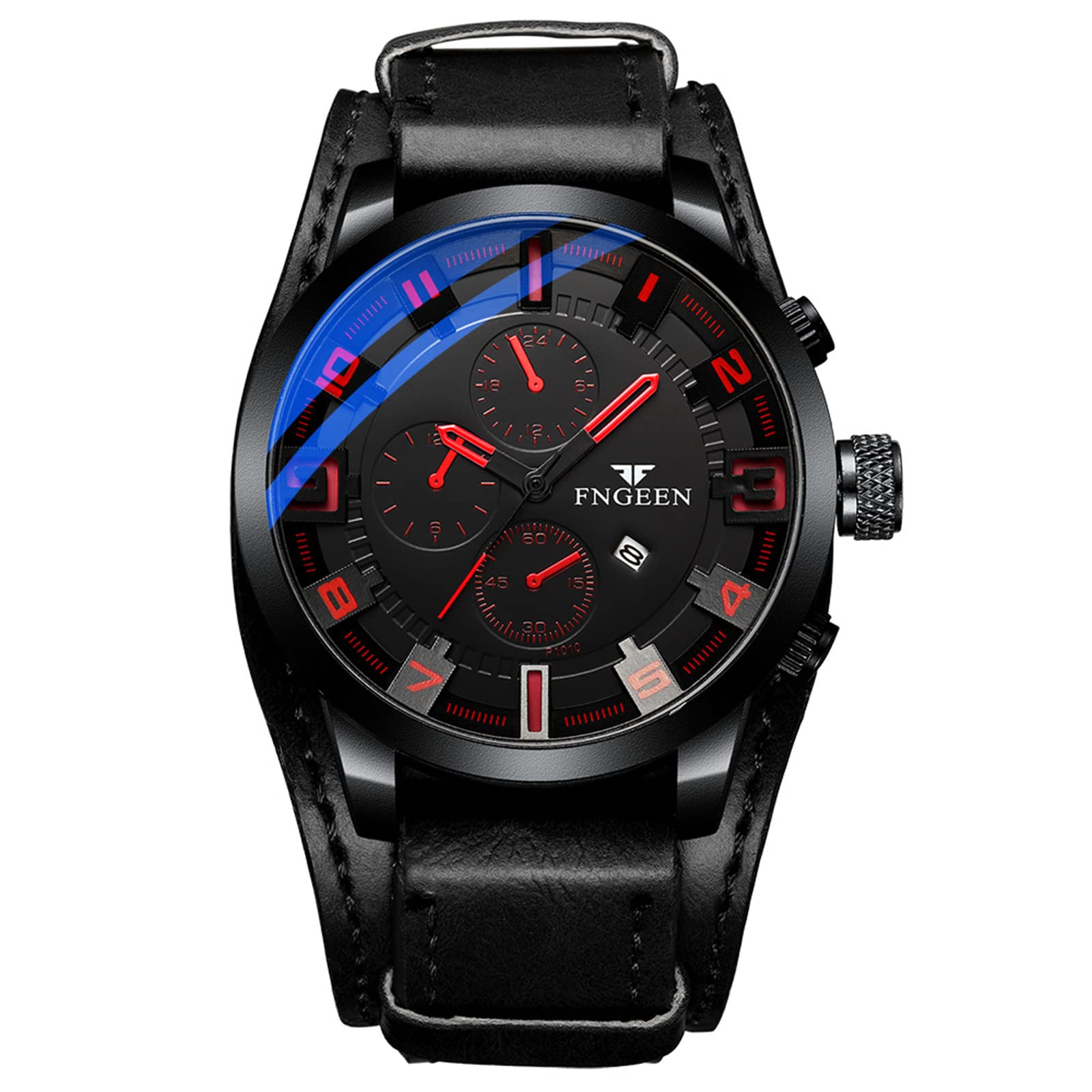 Ibohevo Leather Military Punk Watch: Waterproof Quartz Analog Watches Calendar Round Wristwatch Vintage Reloj Luminous Wrist Watch, Black, Fashion (B0CLNYGYV2) Amazon Price History, Amazon Price Tracker