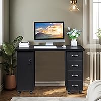 Vista 7 de Goujxcy Mesa rodante de manicura, estación de escritorio de uñas, estación de manicura para salón de belleza, equipo de arte de uñas con 4 cajones