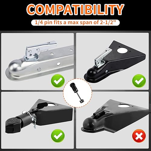 Miniatura 9 de METOWARE Juego de cerradura de enganche y acoplador con llave igual 58 pulgadas de diámetro de 3-12 pulgadas de largo para receptor de clase III IV