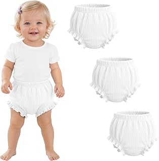 3 Pack Baby Ribbed Bloomers 6M-4T | Newborn Diaper Covers, Toddler Girls Boys, Cotton, Soft, Loose, Cute, Underwear Shorts