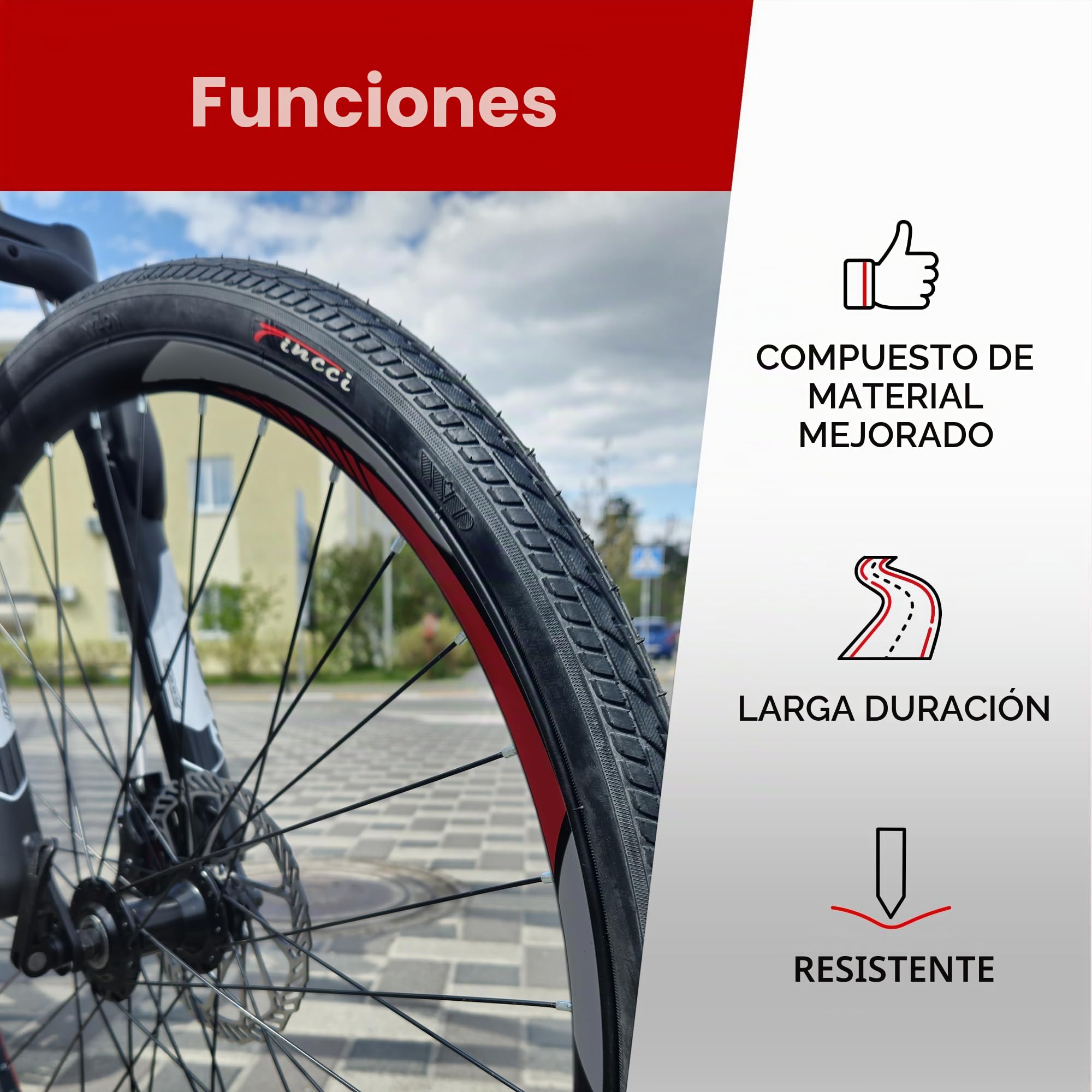 Fincci Slick Cubierta 26x1.50 Pulgadas - Lisas Cubiertas 40-559, para Carretera MTB Montaña Hibrida Bici Bicicleta con Neumaticos 26 x 1.5, Adecuado para Rueda de 26 Pulgadas