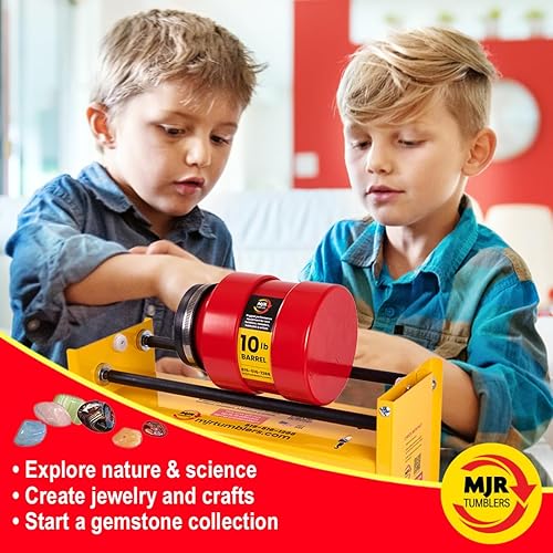 Miniatura 2 de MJR Tumblers Vaso de roca de un solo barril con kit de medios de arena, herramienta de pulido para adultos y niños, máquina pulidora de rocas con