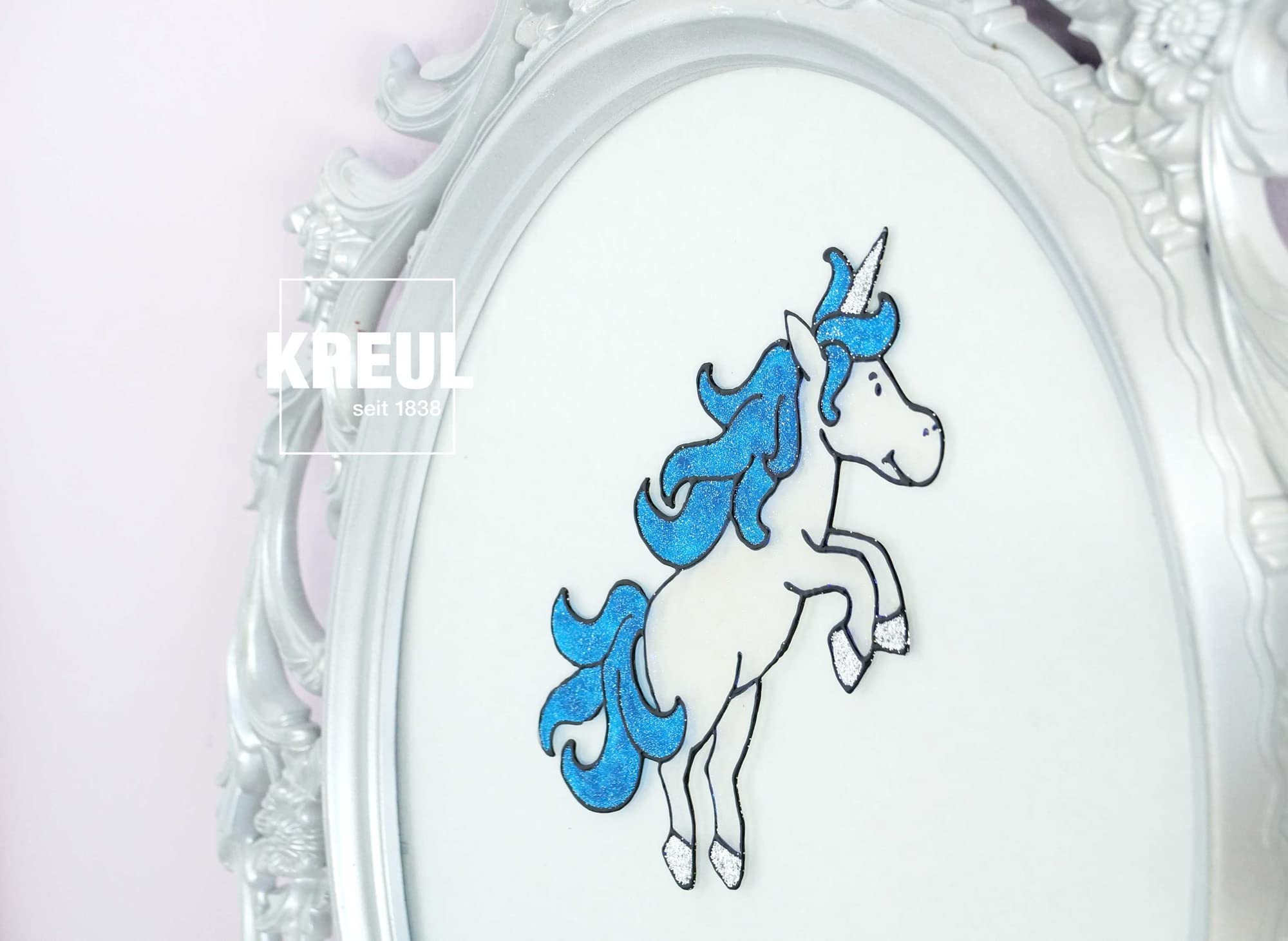 KREUL Window Color Set Glitzerwelt 7 x 80 ml Fenstermalfarben inkl. Konturenfarbe