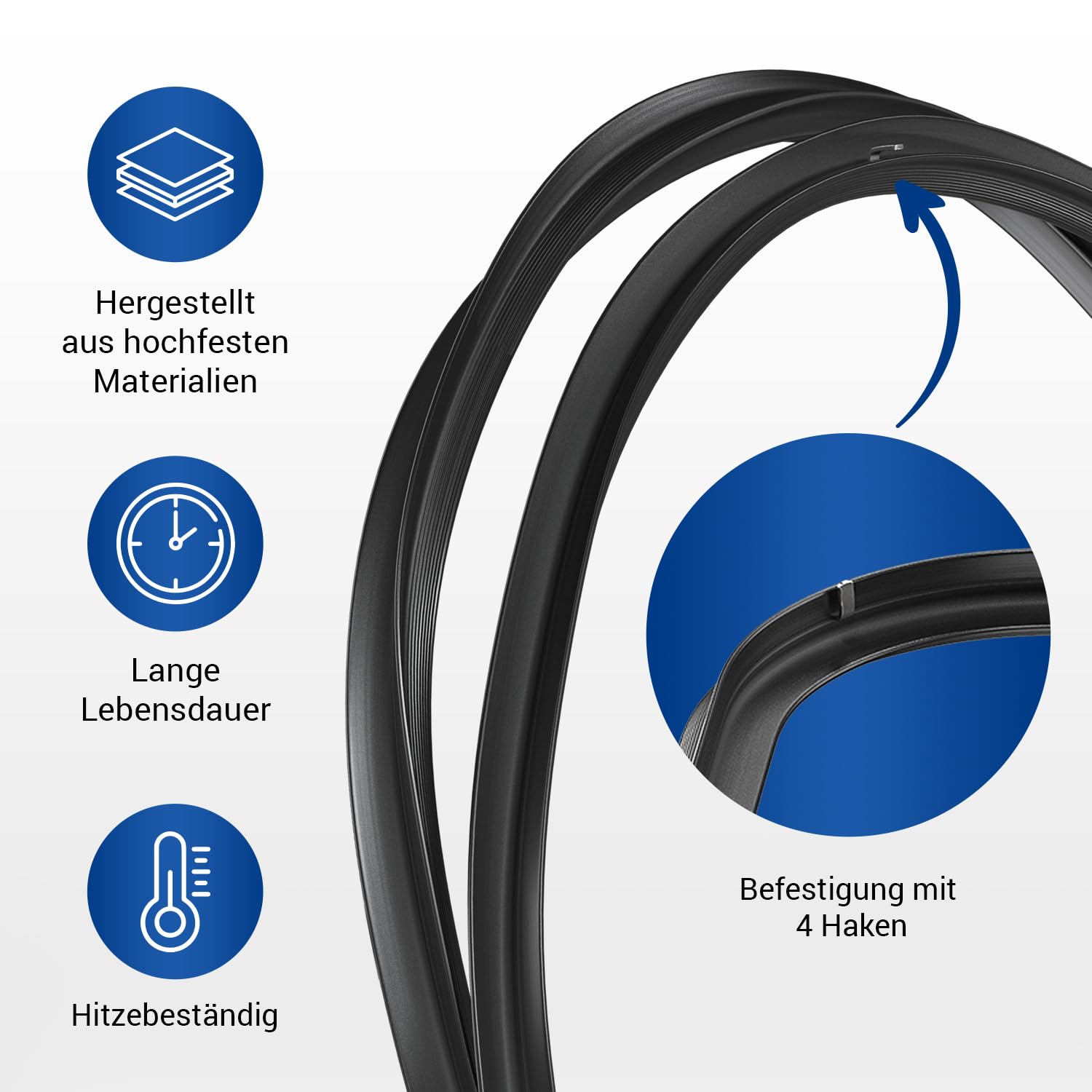 VIOKS Backofen Dichtungsgummi Ersatz für Amica 8066308 8048067 8065348 | Dichtung Gummidichtung, mit 4 Haken, für Herd Amica Privileg Gram Seppelfricke