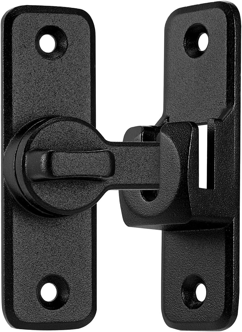 INIRET 3 Packs Matte Black 90/180 Degree Barn Door Latches,Flip Gate Latches Hardware,Zinc Alloy Door Lock Latch,Door Security Sliding Door Latch Lock for Cabinets,Bathroom, Barn & Garden