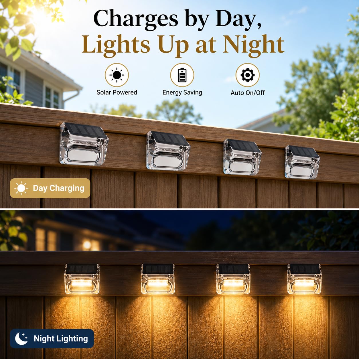 Qualdout Luces solares para cubierta al aire libre, paquete de 8 luces solares para vallas, IP65, impermeables, luces LED solares para barandilla, pared, piscina, escalera, patio, jardín, decoración