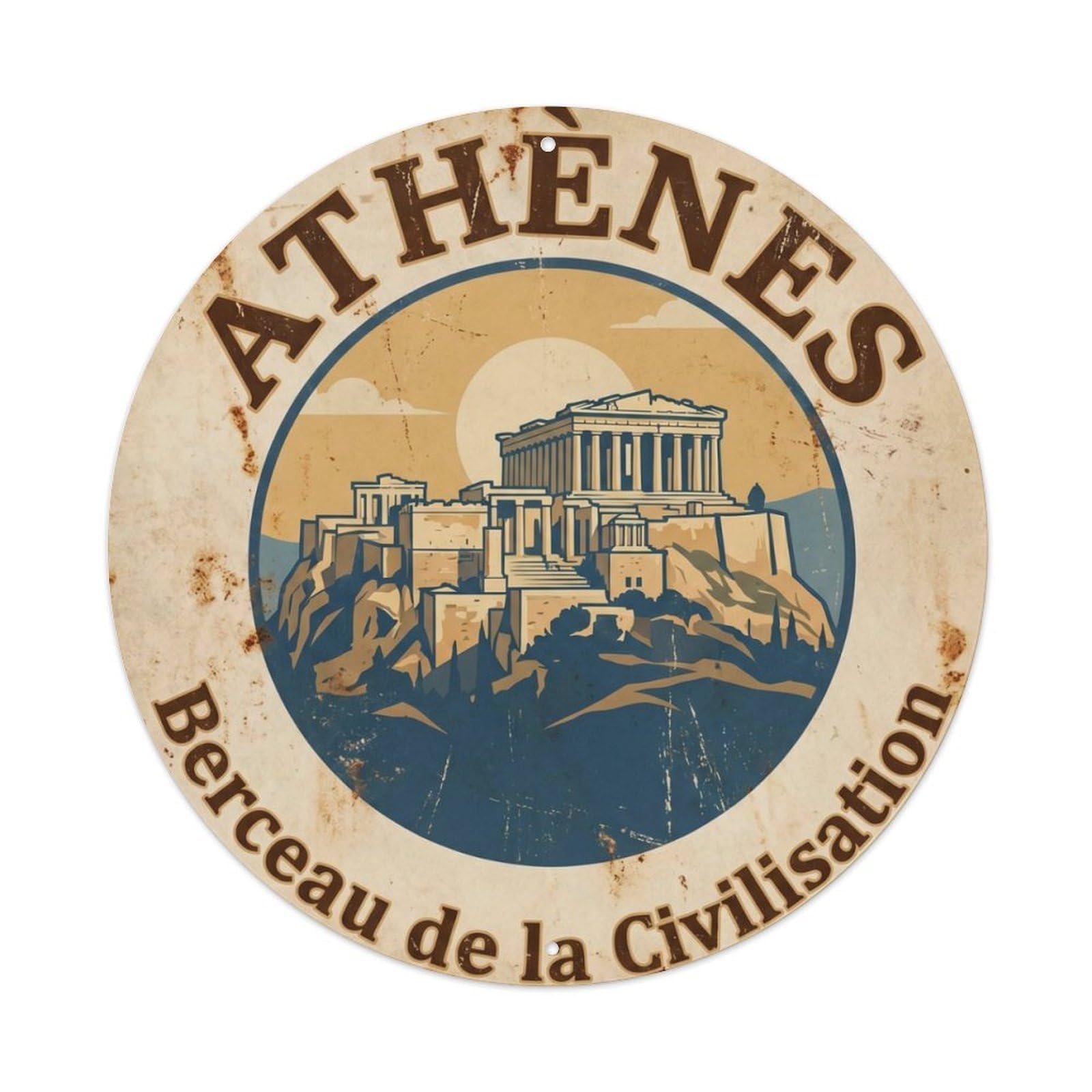 Fqnyr Style Vintage Travel Acropolis Parthenon Athens Metal Tin Sign