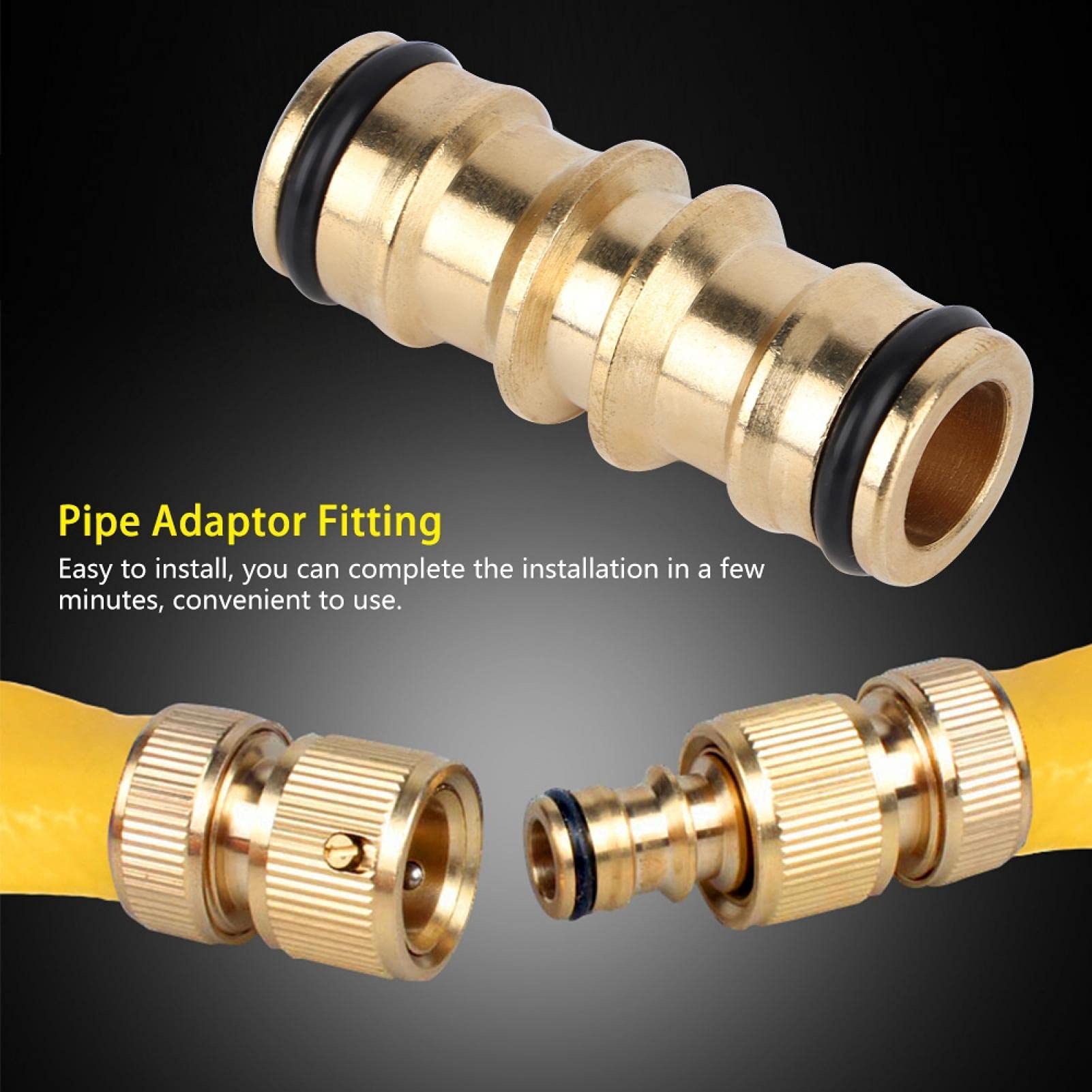 BWLZSP Hose Tap Brass,Brass Hose Tap Connector Threaded Garden Water Pipe Adaptor Fitting - Image 3