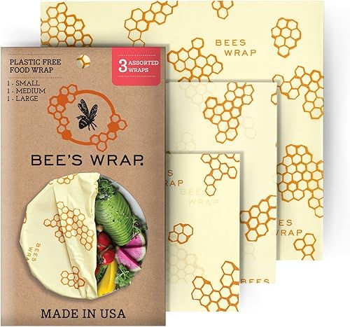 Bees Wrap paquete variado de 3 envoltorios ecolĂłgicos y reutilizables para transportar comida Bees Wrap paquete variado de 3 envoltorios ecolĂłgicos y reutilizables para transportar comida