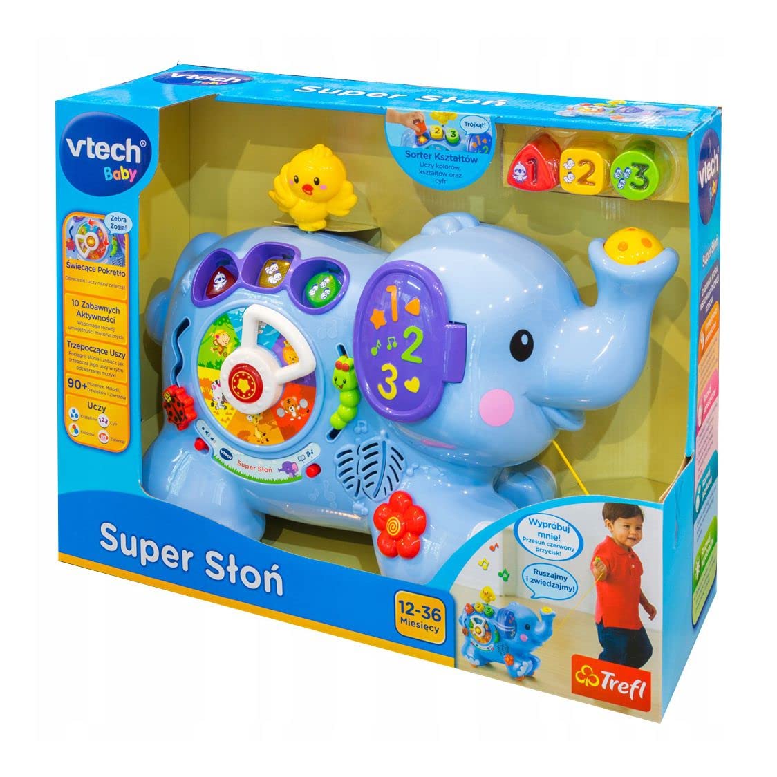 Trefl VTech Super Słoń Elektroniczna Zabawka Edukacyjna dla Dzieci od 12 miesięcy