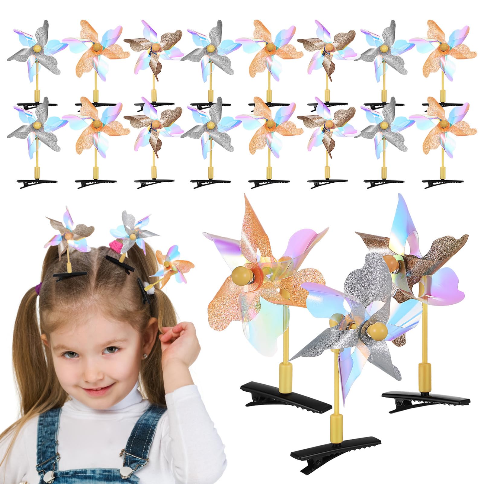 Barrettes à cheveux moulin à vent Beavorty pour embellir les fêtes d'enfants - 8