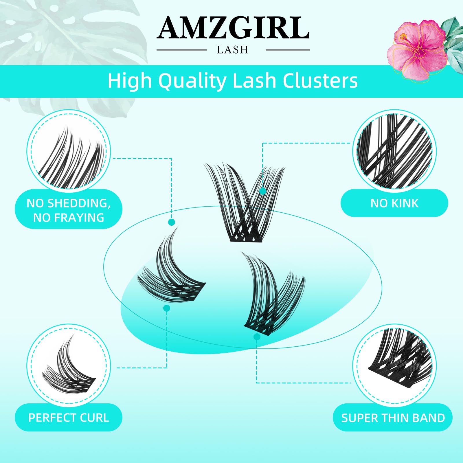 AMZGIRL LASH Cluster di ciglia Wet Look 168Pcs Ultra-sottile Banda ciglia Estensioni Spiky Anime Wide Span (Hollyhock, C-10-18mm)