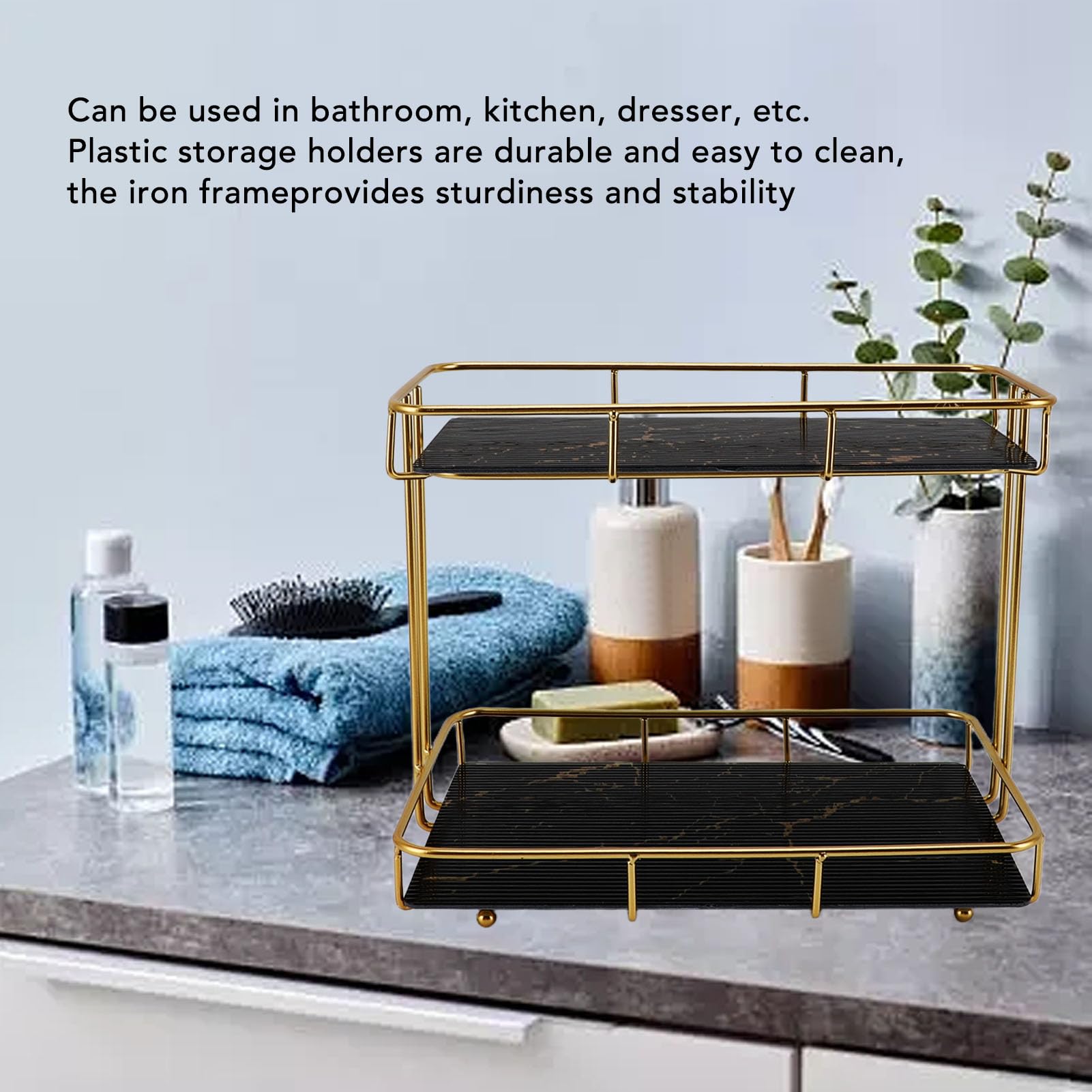 Étagère De Comptoir À 2 Niveaux, Pour Salle De Bain Et Épices De Cuisine