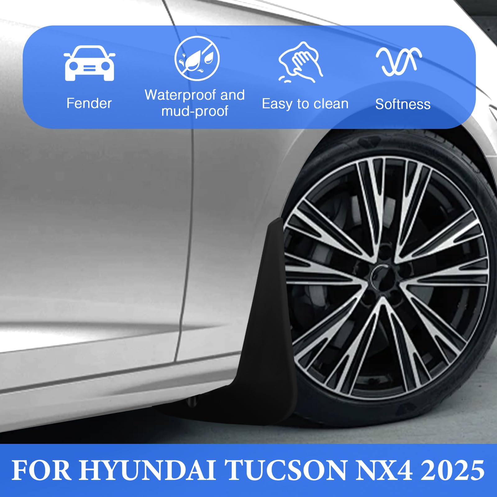 4 sztuki błotników samochodowych do Hyundai Tucson NX4 2025, przednie i tylne zabezpieczenie przed rozpryskiwaniem, dekoracyjne błotniki, ochrona przed rozbryzgami wody, klapa błotnika ze śrubami