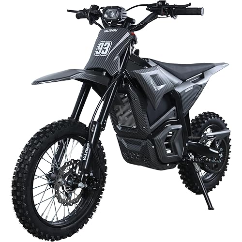 EM5 Electric Dirt Bike w/Light & Display, Off-Road Motorcycle 2600W 3 Speed Modes (Max 40MPH) 48V Range 53MI,14"/12" Tires,Dual Suspension & Hydraulic Brakes Fit Age 13+,Carbon Fiber Style