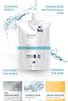 The Purest Solutions Canlandırıcı Ve Gözenek Sıkılaştırıcı Tüm Ciltler Için Glikolik Asit Tonik Ekolojik Yedek Paket 400 Ml