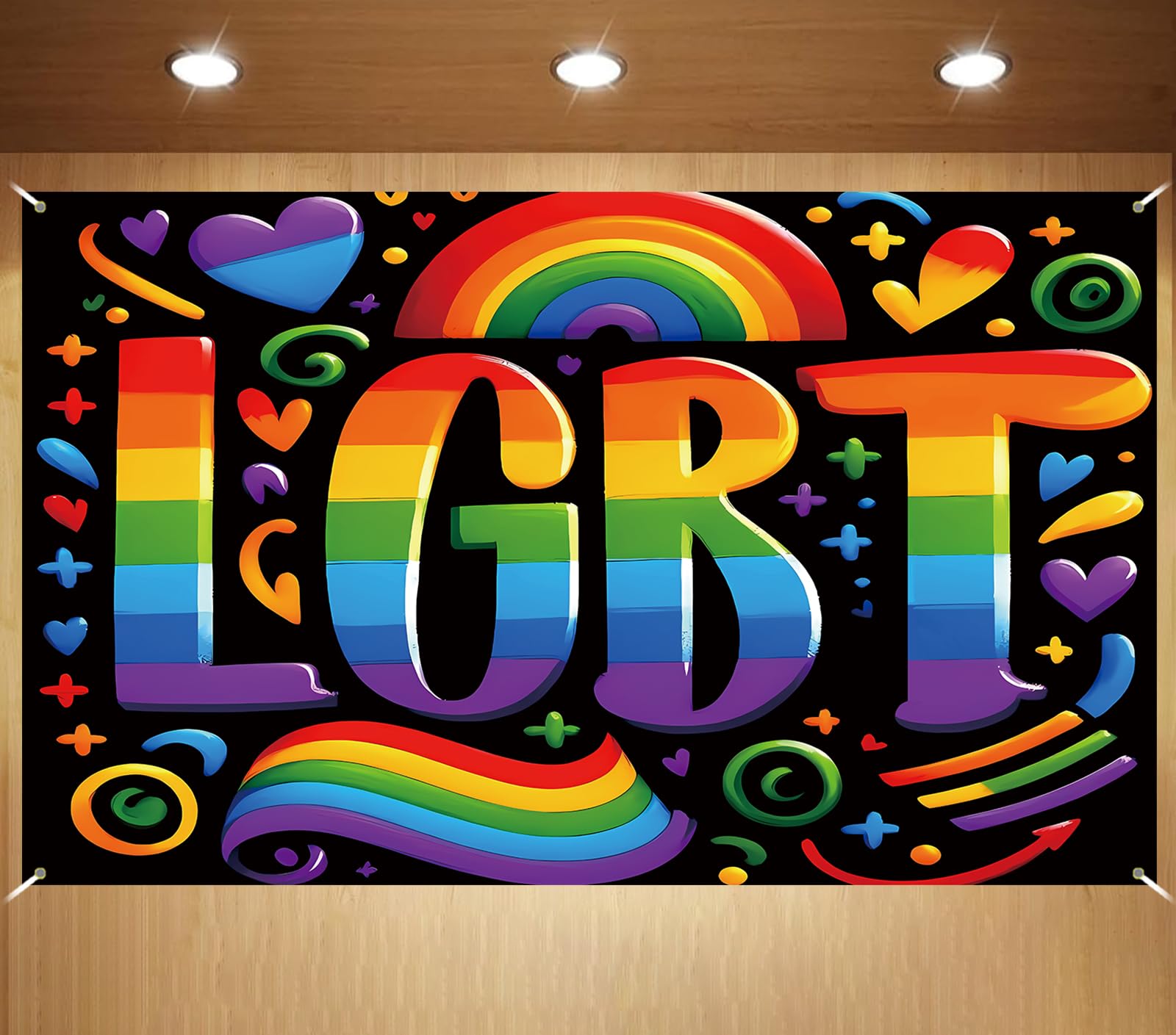 LGBTQ Photo Backdrop Happy Pride Banner Gay Pride Day Month Prom Festival Parade Rainbow Party Decorations and Supplies for Home (43 X 71 Inch)