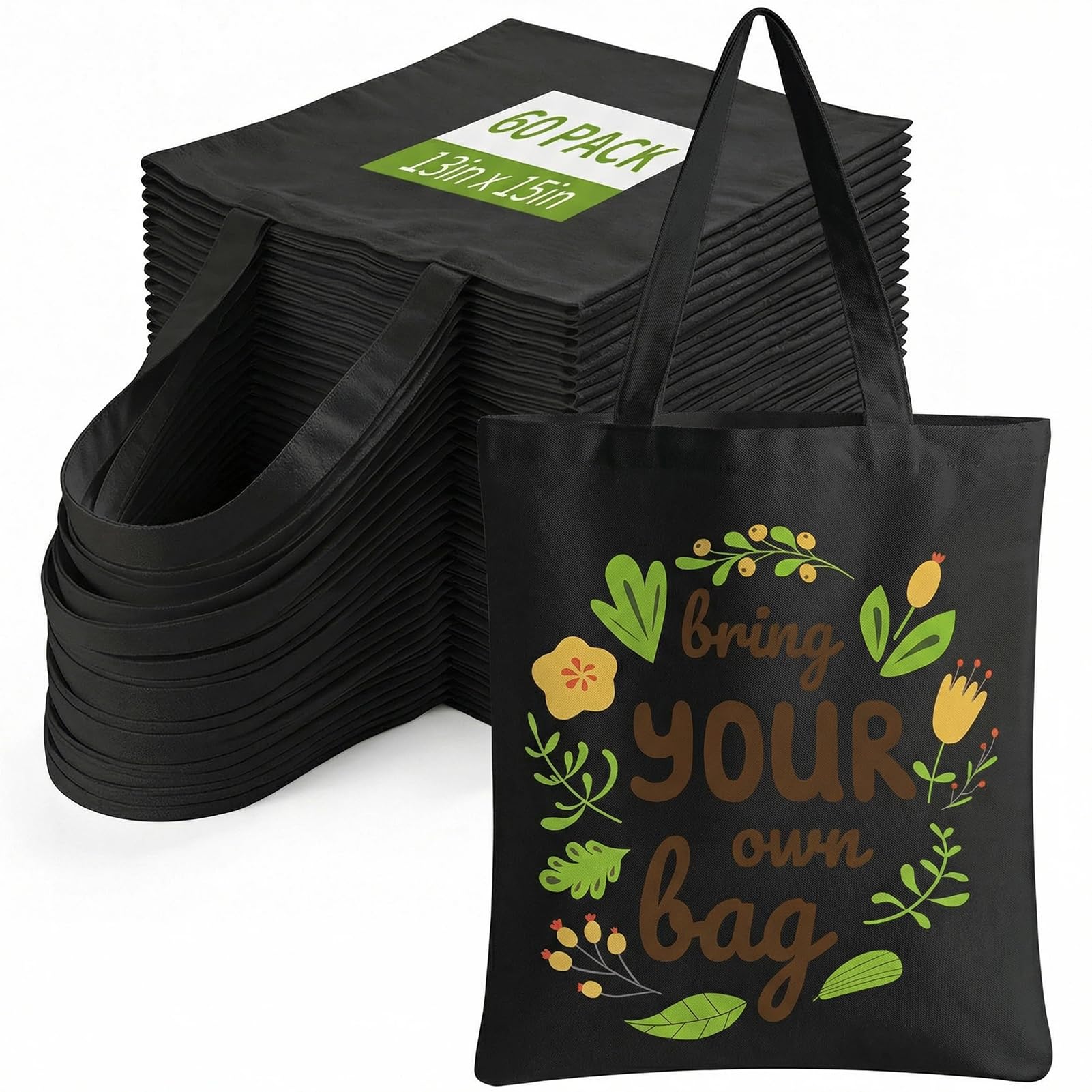 MAFYE 60-Pack Black Sublimation Tote Bags
