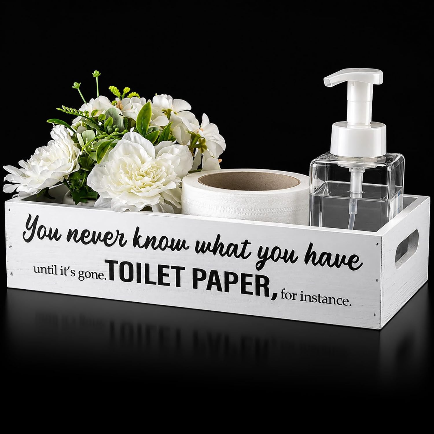 Lineshading Bathroom Decor Box Toilet Tank Tray Paper Holder with Handle Basket Storage Organizer for Livingroom Bathroom Tank Topper Counter for Decor Birthday Christmas gifts