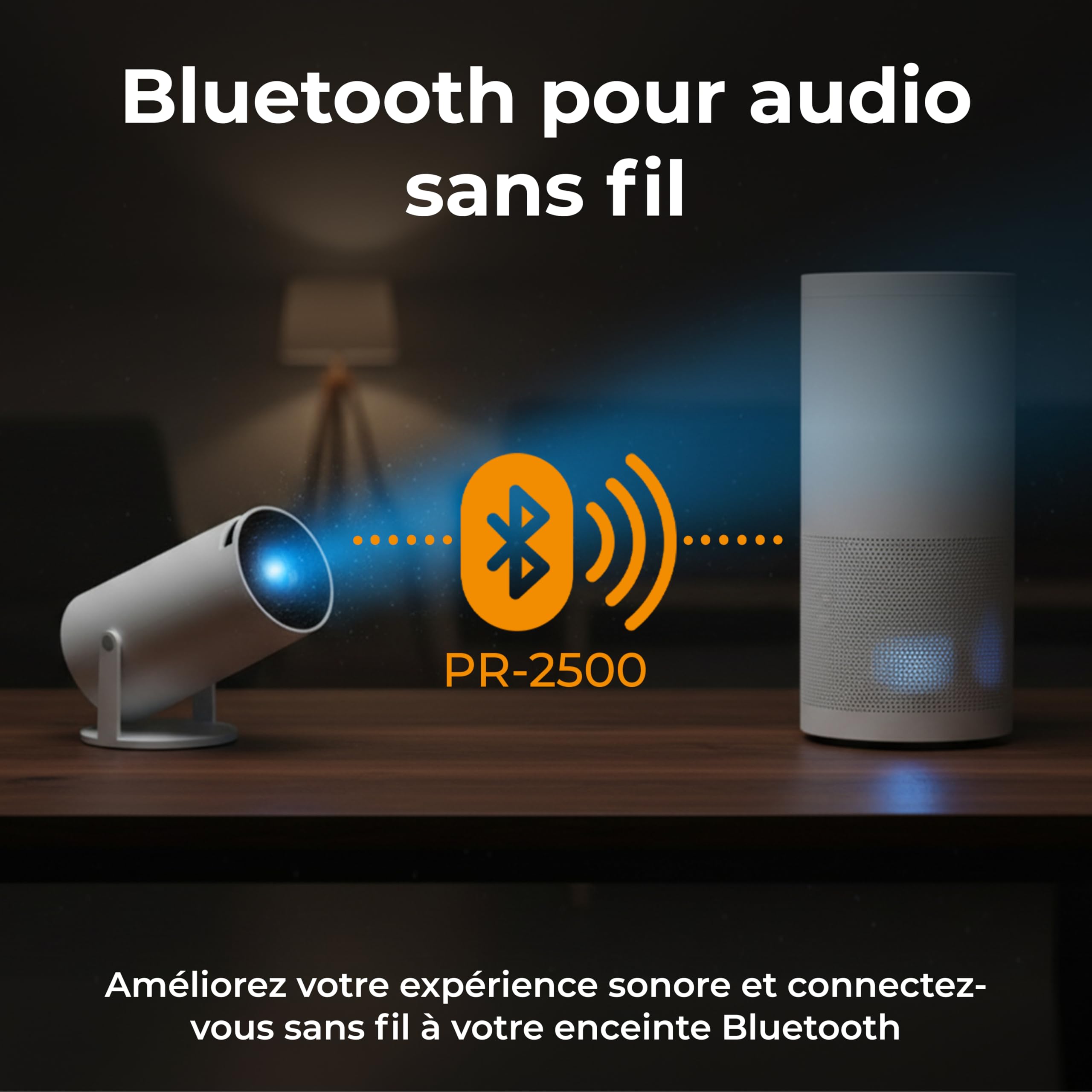 Denver PR-2500 Vidéoprojecteur Full HD 1080p, 175 ANSI lumens, HDMI, USB-A, tête rotative 180°, Projection Jusqu’à 170 Pouces