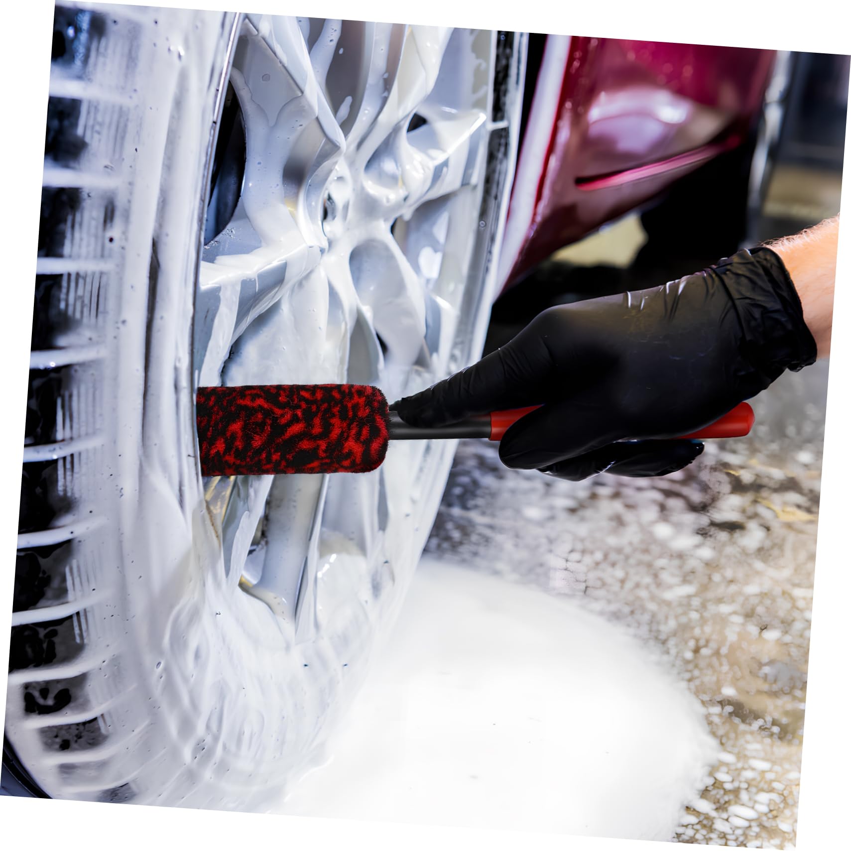 Cabilock 3 Series Cepillo De Limpieza De Neumáticos Depurador De Llantas Fuerza Fregar Lavar Limpiador Auto Detallado Cepillo De Rueda Chico Herramientas De Limpieza Rojo Lana 3 Piezas*3